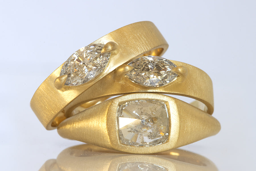 Marquise Salt & Pepper Diamond Ring