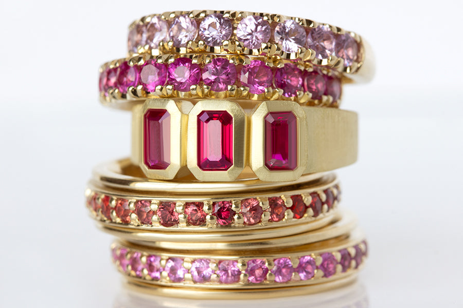 Pink Sapphire Eternity Spinner Ring