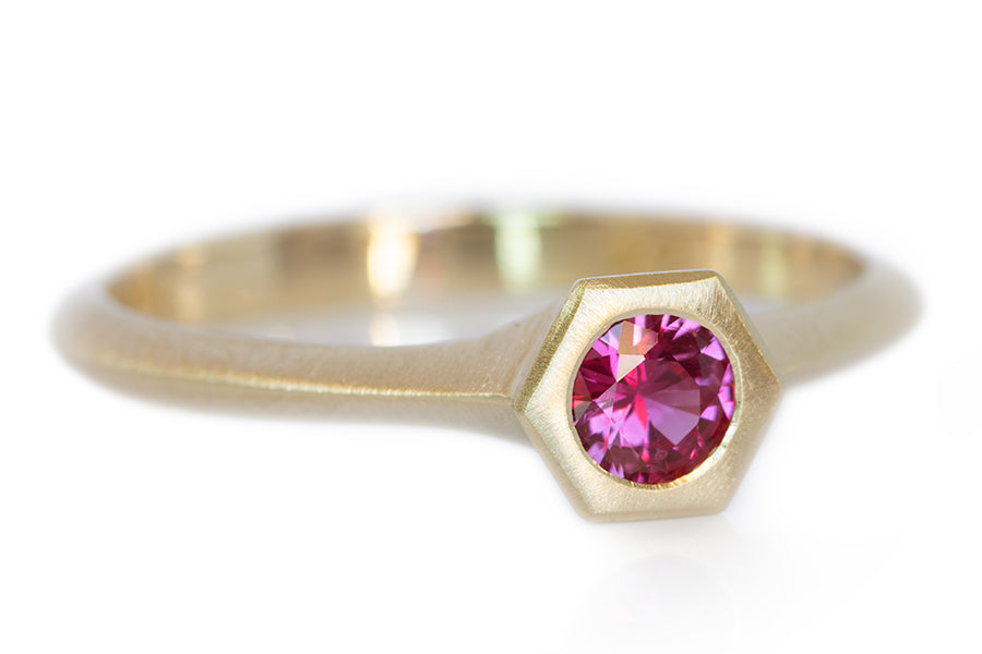 Ruby Petite Hex Ring