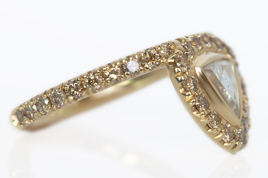 Trillion Cut Rustic Diamond Ring