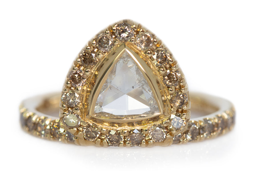 Trillion Cut Rustic Diamond Ring