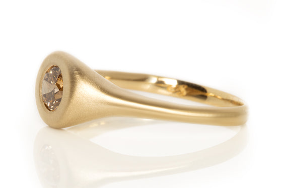 Champagne Diamond Petite Signet Ring