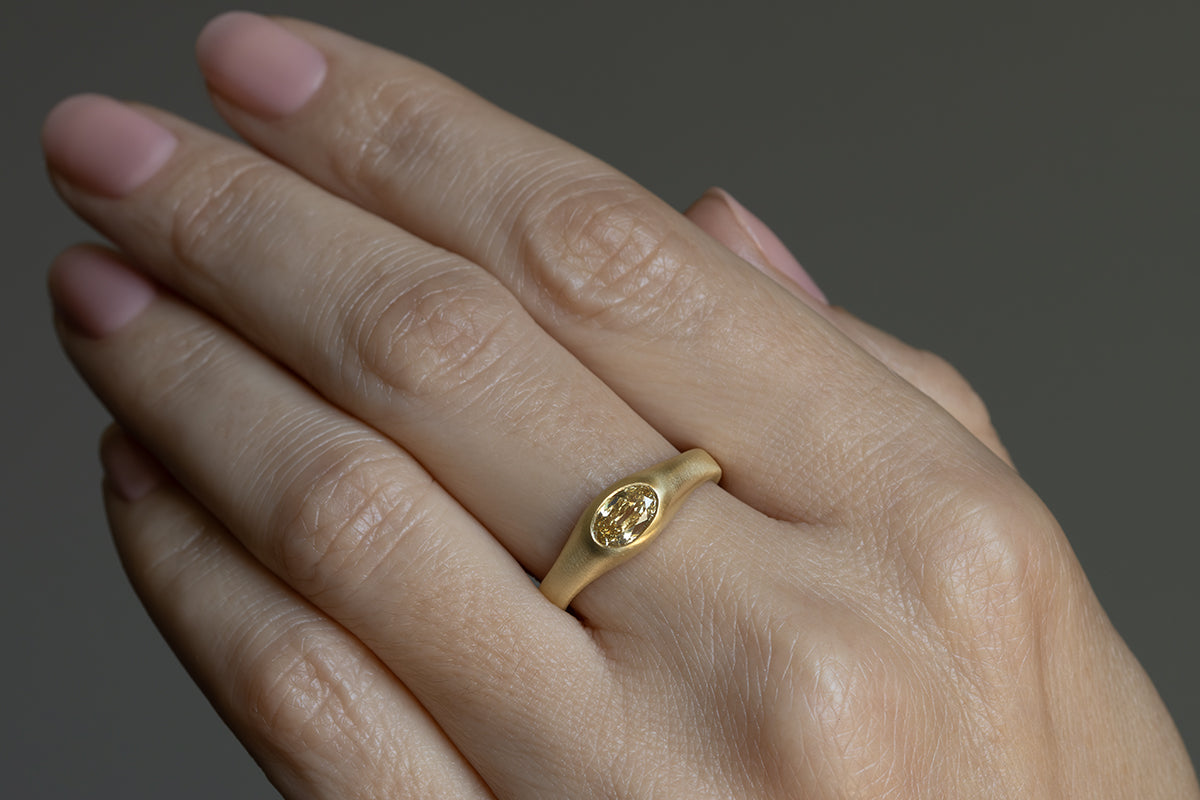 Oval Champagne Diamond Signet
