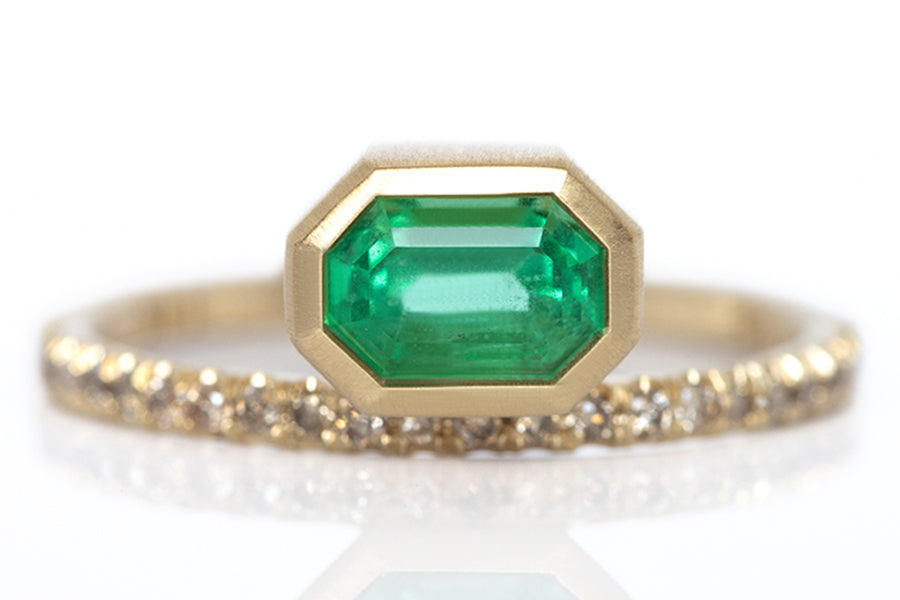 Offset Emerald Ring