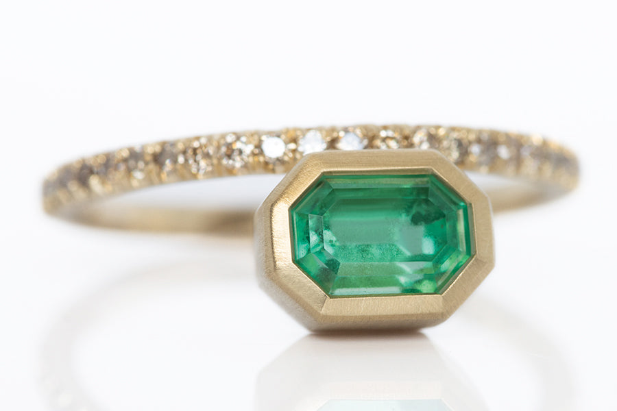 Offset Emerald Ring