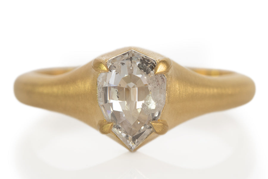 Salt & Pepper Pear Shaped Diamond Solitaire