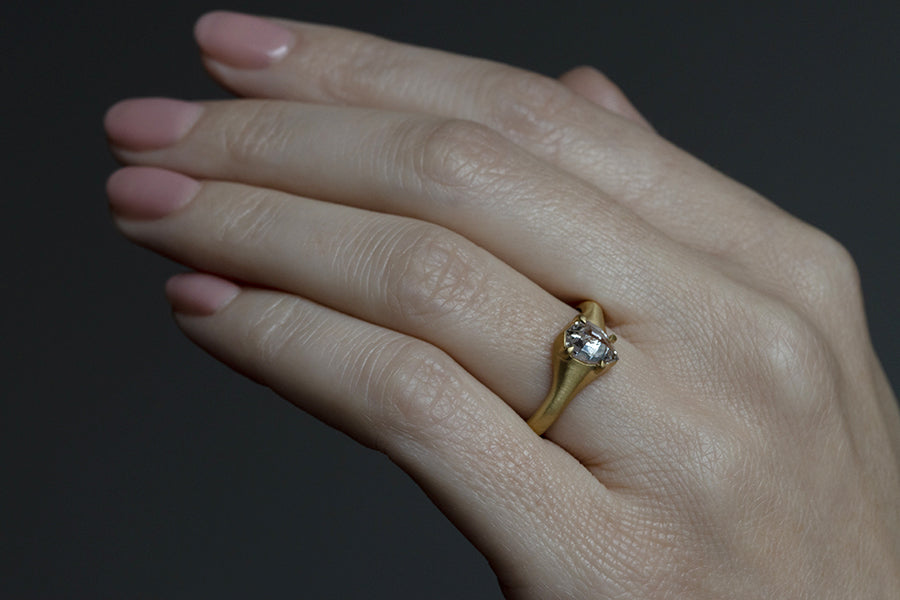 Salt & Pepper Pear Shaped Diamond Solitaire