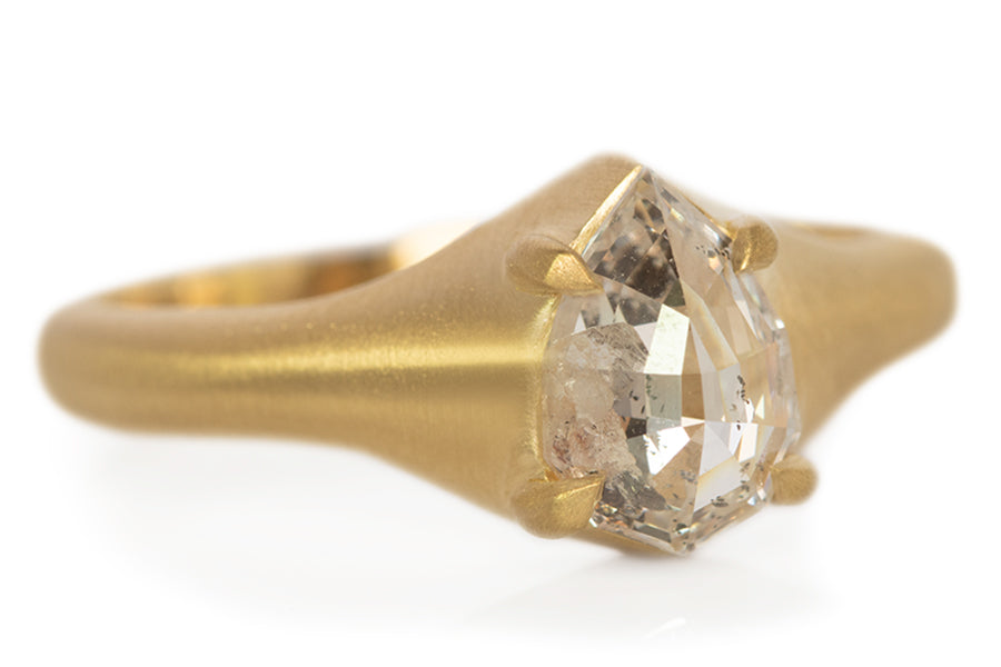 Salt & Pepper Pear Shaped Diamond Solitaire