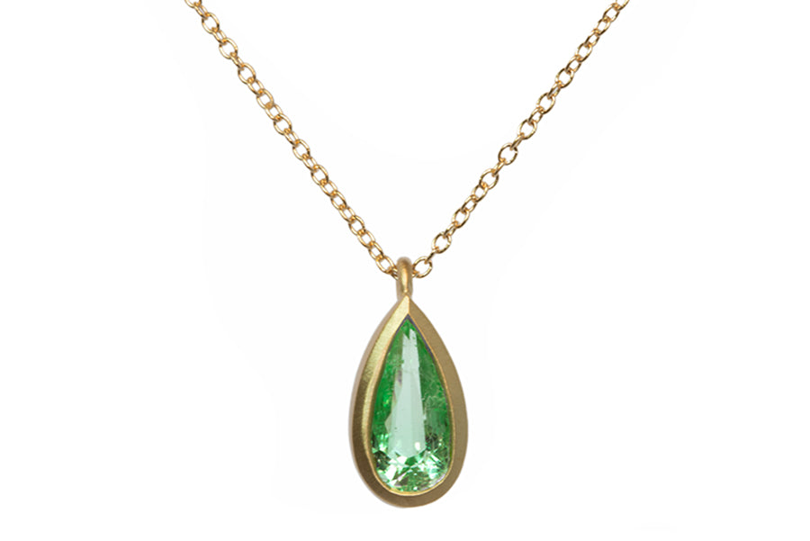 Pear Shaped Colombian Emerald Necklace