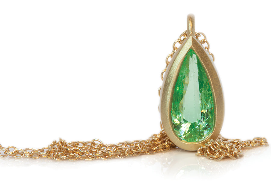 Pear Shaped Colombian Emerald Necklace