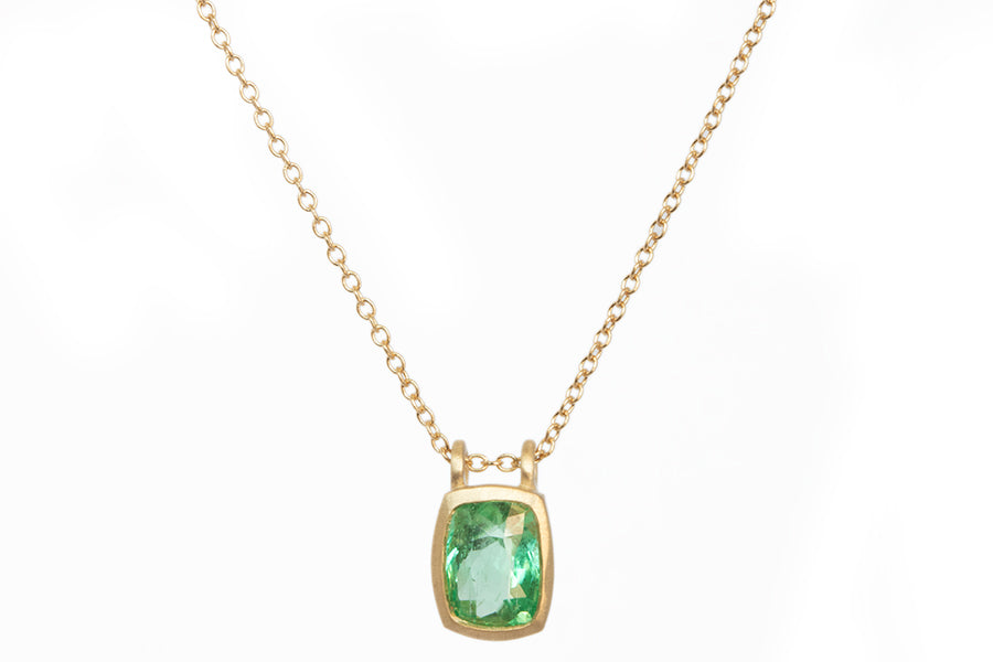 Cushion Cut Emerald Necklace