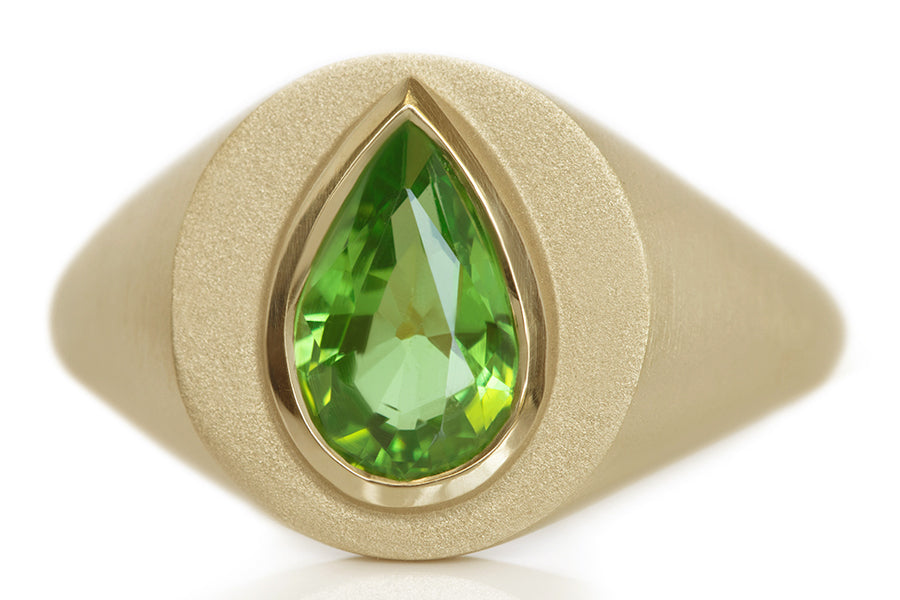 Tsavorite Garnet Signet Ring