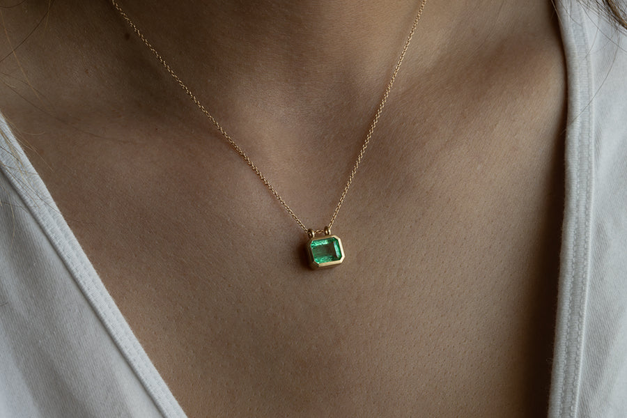 East/West Colombian Emerald Necklace