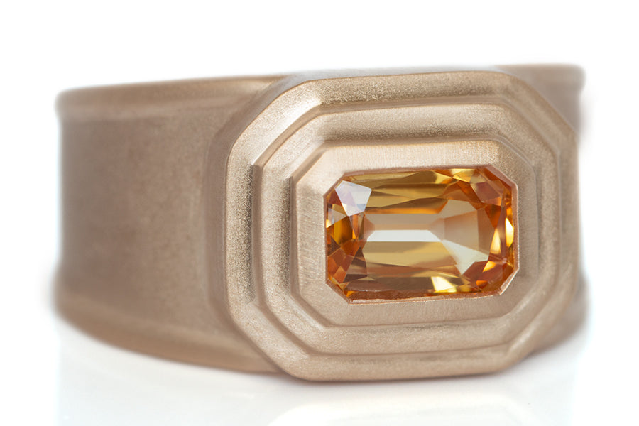Rose Gold Peach Sapphire Maya Ring