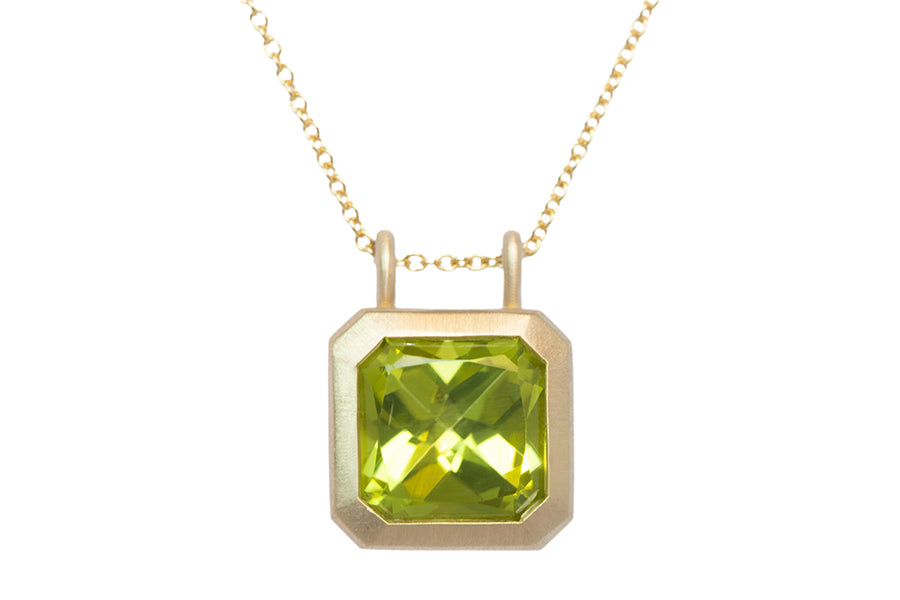 Asscher Cut Peridot Necklace