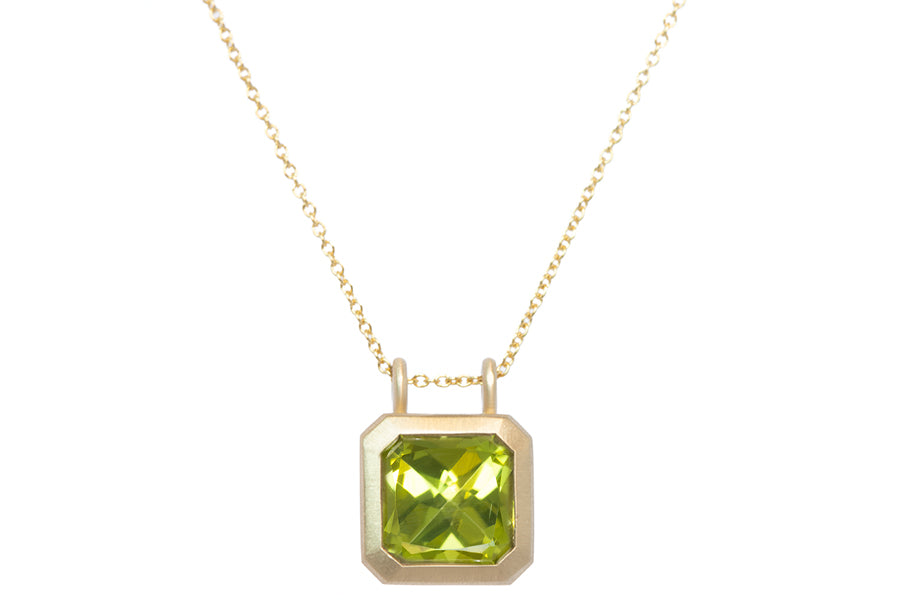 Asscher Cut Peridot Necklace