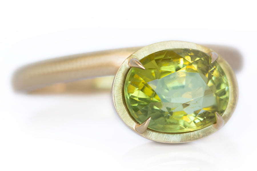 Offset Green Tourmaline Ring