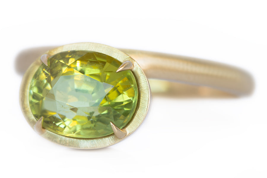 Offset Green Tourmaline Ring