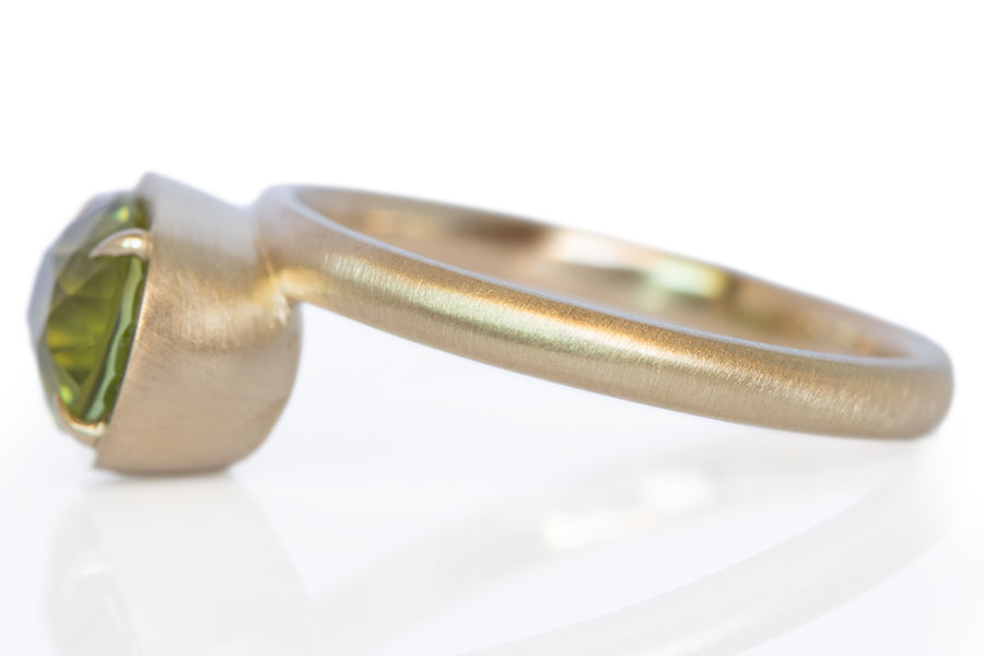 Offset Green Tourmaline Ring