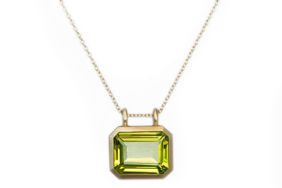 Emerald Cut Peridot Necklace