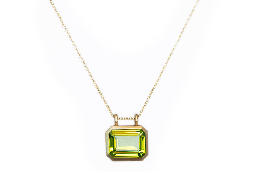 Emerald Cut Peridot Necklace