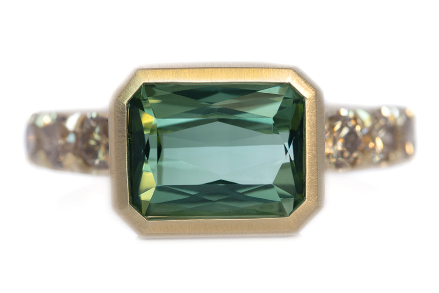 Tourmaline Ring with Diamond Band