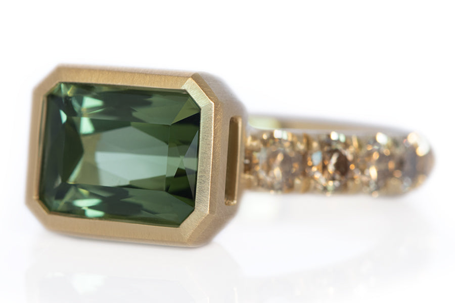 Tourmaline Ring with Diamond Band