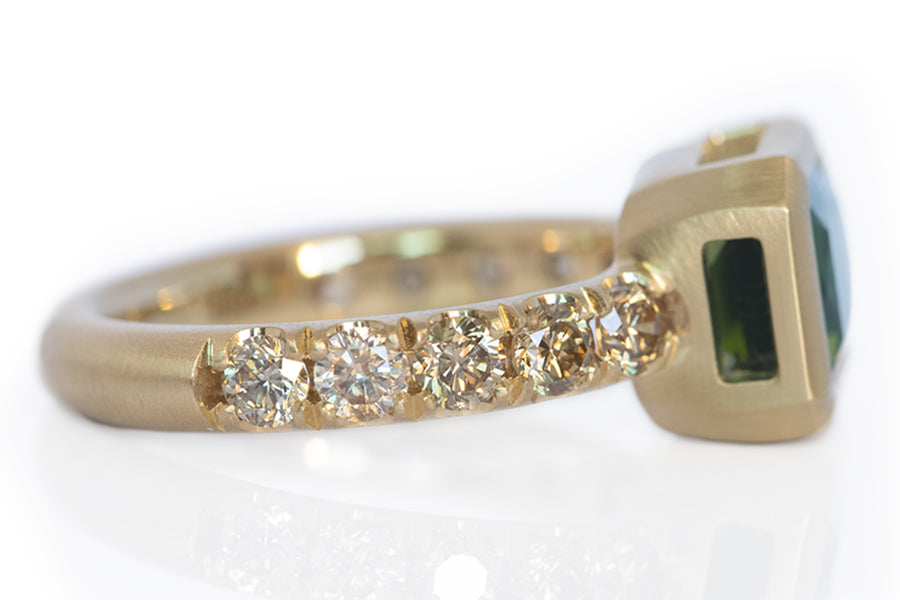Tourmaline Ring with Diamond Band