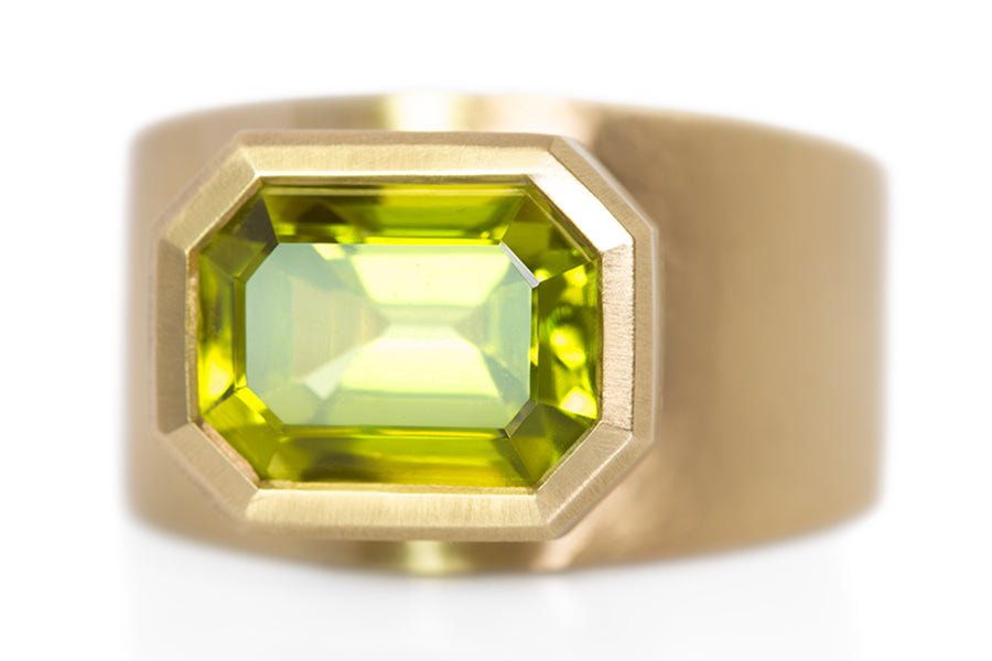 Emerald Cut Peridot Ring
