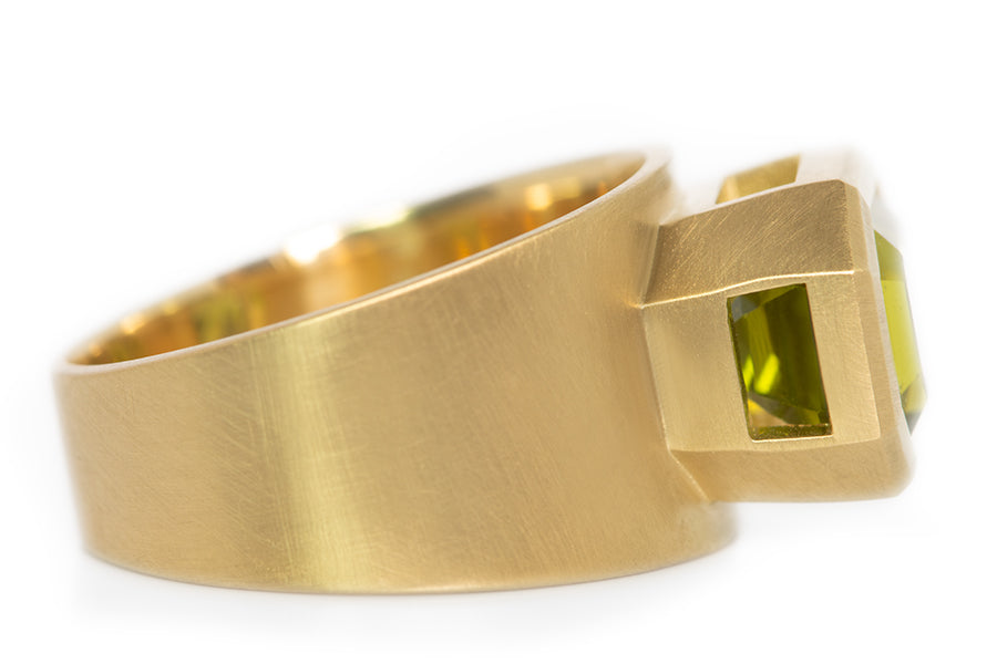 Emerald Cut Peridot Ring