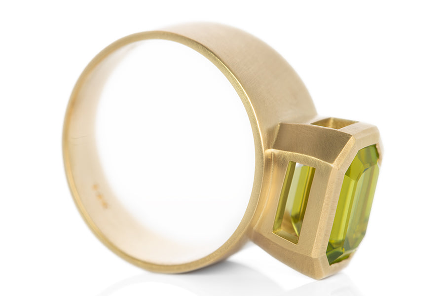 Emerald Cut Peridot Ring