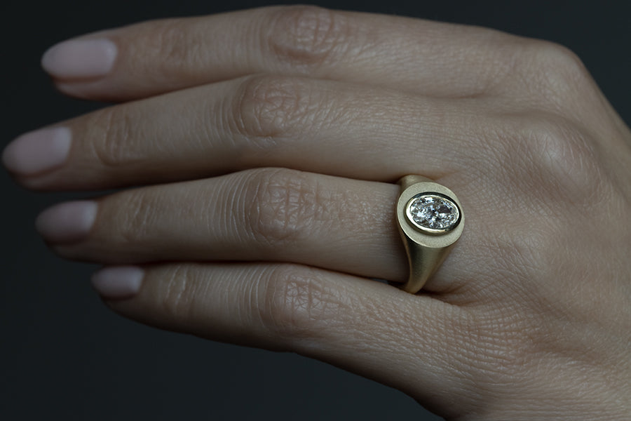 Oval Diamond Signet