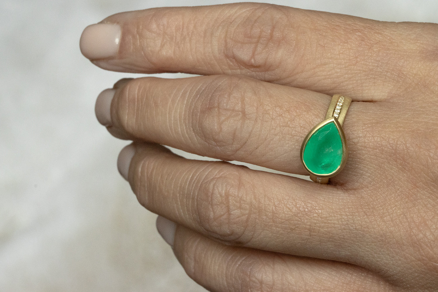 Pear Shaped Colombian Emerald Ring