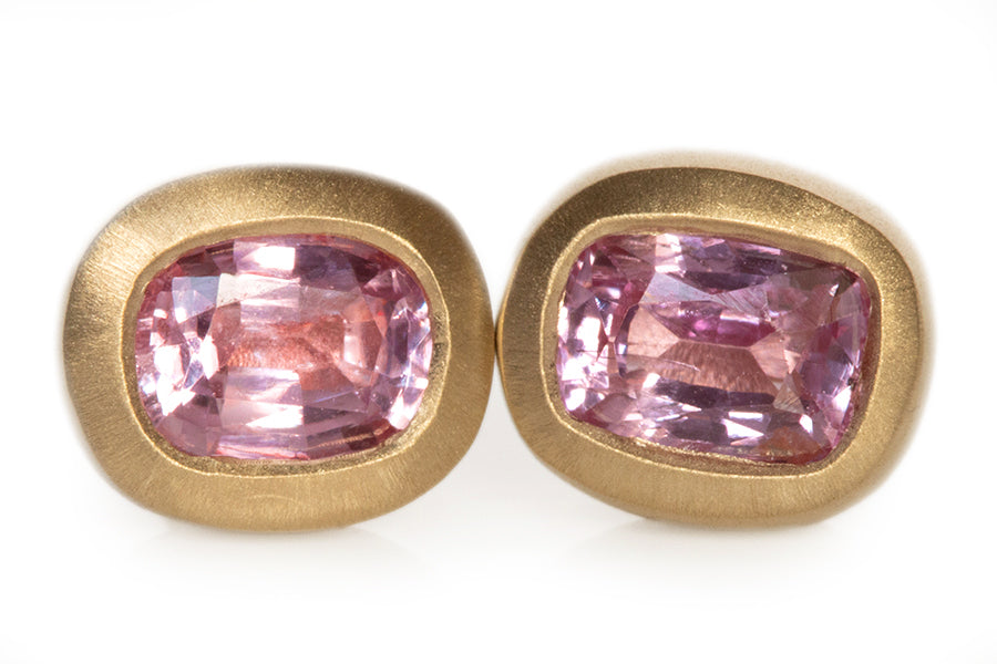 Cushion Cut Pink Sapphire Studs