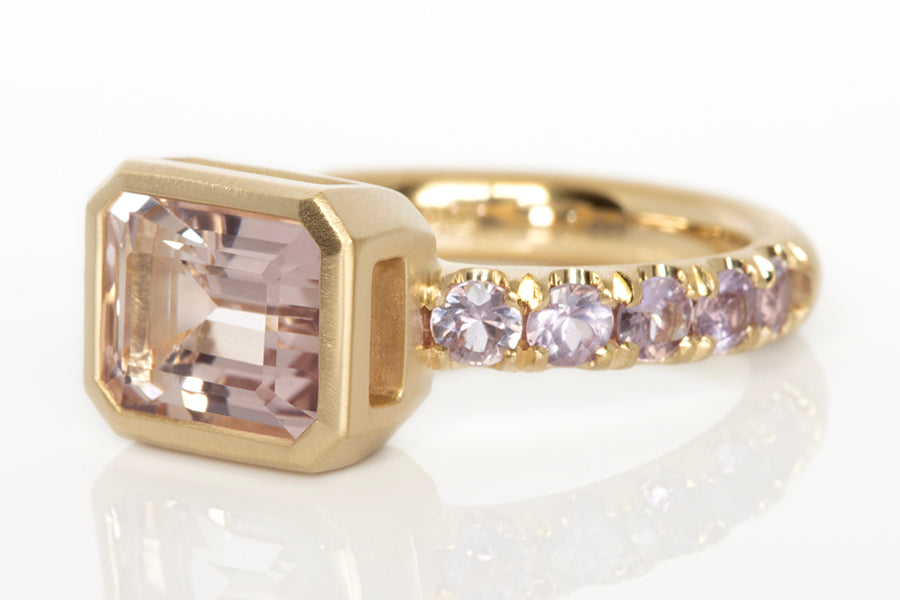 Pale Pink Tourmaline & Sapphire Ring