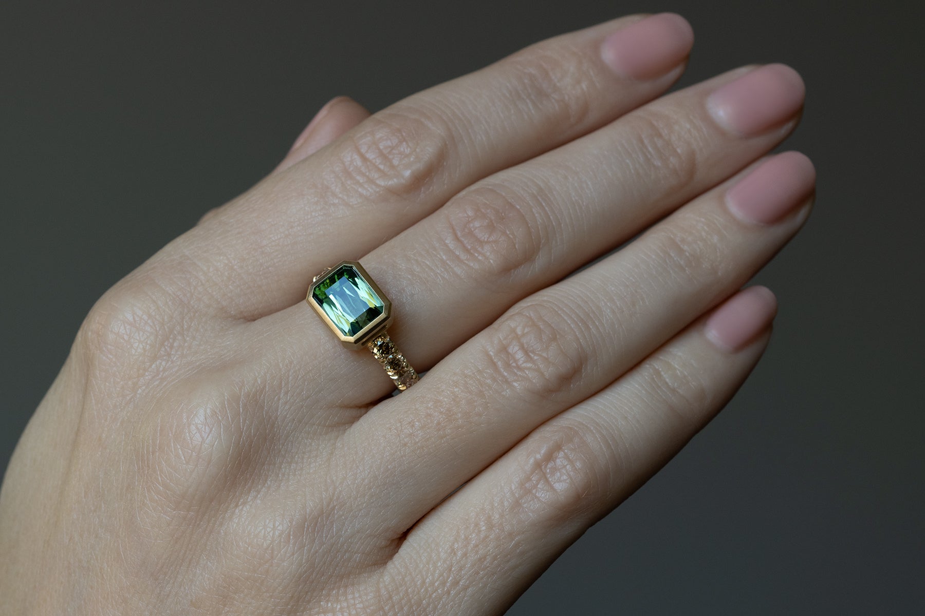 Tourmaline Ring with Diamond Band