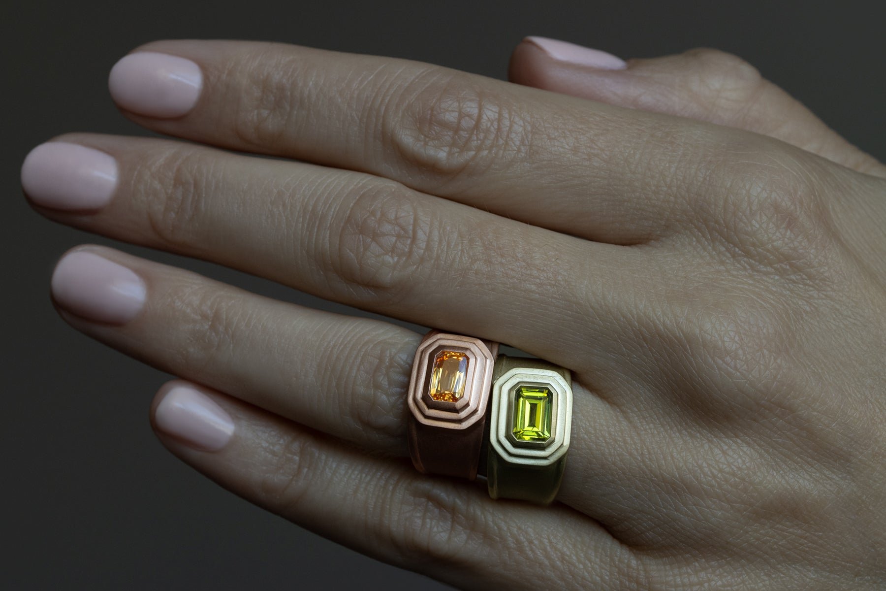 Rose Gold Peach Sapphire Maya Ring