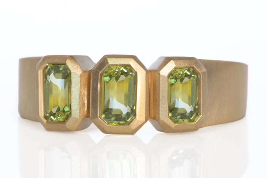 Triple Green Sapphire Ring