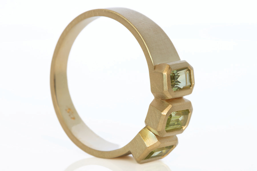 Triple Green Sapphire Ring