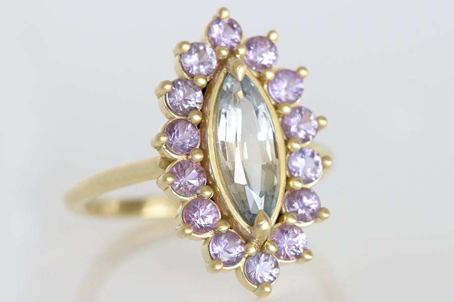 1.3ct Marquise Sapphire with Purple Sapphire Halo