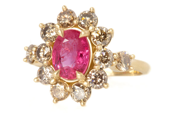 Ruby & Champagne Diamond Ring