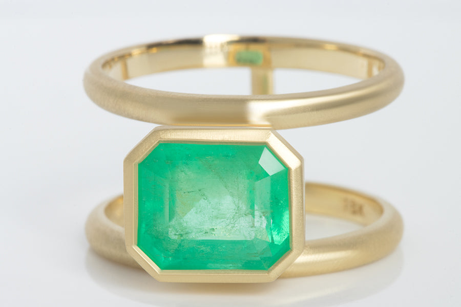 Colombian Emerald Double Band Ring