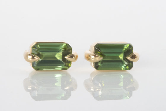 Green Tourmaline Studs