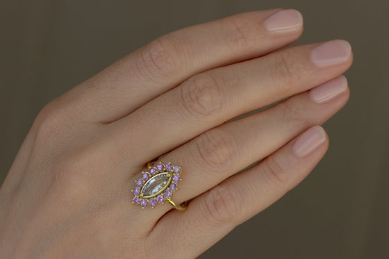 1.3ct Marquise Sapphire with Purple Sapphire Halo