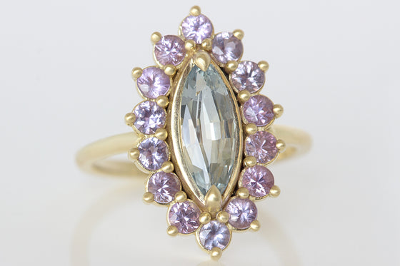 1.3ct Marquise Sapphire with Purple Sapphire Halo