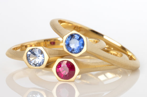 Pale Blue Sapphire Petite Hexagon Ring