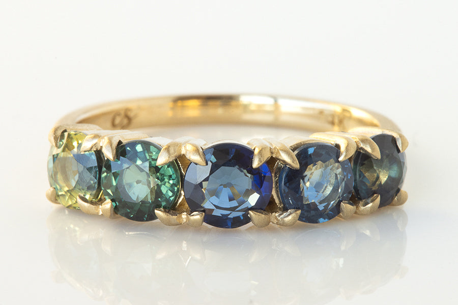 Mixed Blue/Green Sapphire Ring