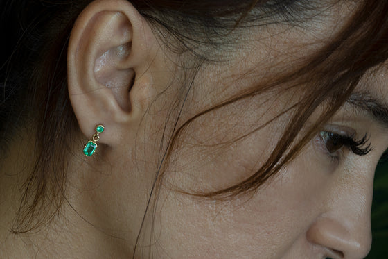 Petite Emerald Stud Drops
