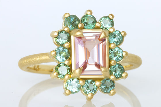 Pink Sapphire and Tourmaline Ring