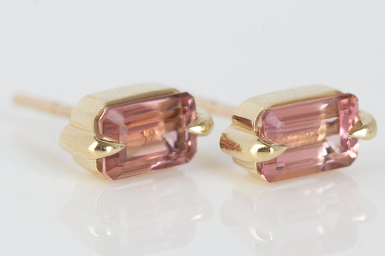 Rose Colored Tourmaline Studs